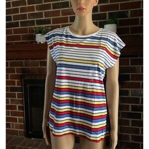 Tommy Hilfiger Womens Cotton modal T-Shirt stripe Multicolor Size XS New
